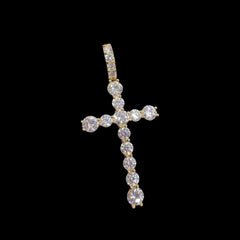 Moissanite Iced Gold Tone Cross Pendant