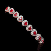 Moissanite Ruby Heart Bracelet - 7"