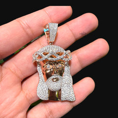 Moissanite Rose Jesus Pendant