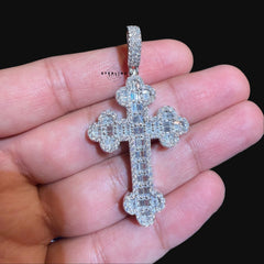 Moissanite Baguette Cross Pendant