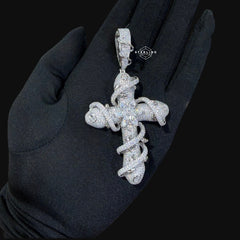 Moissanite Cross Thorns Pendant
