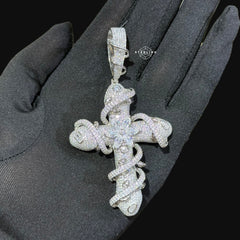 Moissanite Cross Thorns Pendant