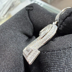 Moissanite 3D Baguette Number Charm Pendants