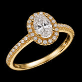 Oval Halo 1.9 CTW Moissanite Ladies Engagement Ring Gold Over 925 Sterling Silver