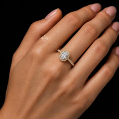 Oval Halo 1.9 CTW Moissanite Ladies Engagement Ring Gold Over 925 Sterling Silver