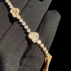 Gold Moissanite Tennis Bracelet 925 Silver Baguette Heart Bracelet Gift for Her