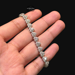 Moissanite Heart Bracelet 7mm 7"