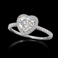 2.3 CTW Heart Cut Moissanite Engagement Ring 925 Sterling Silver