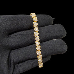 Moissanite Heart Bracelet, 925 Sterling Silver Gold Heart Tennis Bracelet 7"