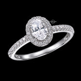 Oval Halo 1.9 CTW Moissanite Ladies Engagement Ring 925 Sterling Silver