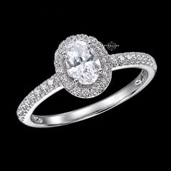 Oval Halo 1.9 CTW Moissanite Ladies Engagement Ring 925 Sterling Silver