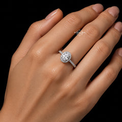 Oval Halo 1.9 CTW Moissanite Ladies Engagement Ring 925 Sterling Silver