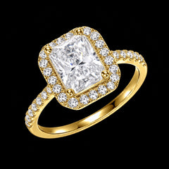 Radiant Cut 2.6 CTW Moissanite Ladies Engagement Ring 14k Gold 925 Silver