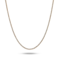4mm Pink Iced Tennis Chain, 14K Rose Gold Finish