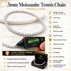 3mm Moissanite Tennis Chain Necklace