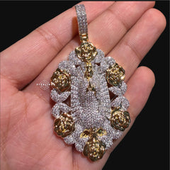 Virgin Mary Pendant - 14k Gold Plated CZ