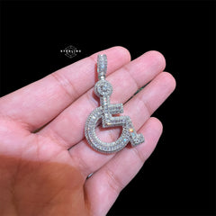 Wheelchair Symbol Pendant - Silver Tone