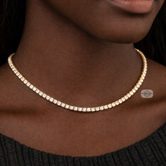 14K Yellow Gold Plated CZ Tennis Necklace