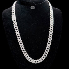 10mm Moissanite Miami Cuban Link Chain 22 Inch, 925 Sterling Silver Iced Out Hip Hop Necklace