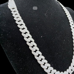 10mm Moissanite Miami Cuban Link Chain 22 Inch, 925 Sterling Silver Iced Out Hip Hop Necklace