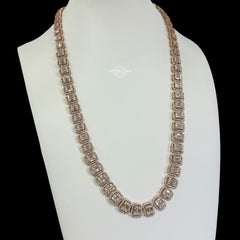 11mm Rose Gold Baguette Moissanite Tennis Chain 22 Inch