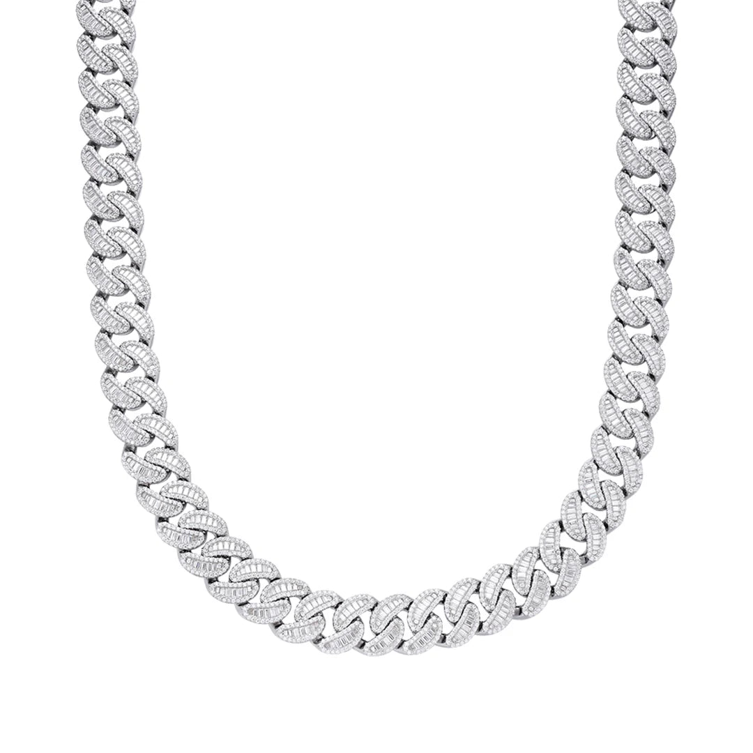 Moissanite 15mm 22" Heavy Baguette Cuban Chain
