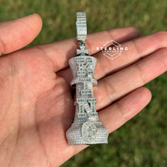 Moissanite Chess King Iced Out Pendant 15.9CT VVS Diamond Tester Pass Solid 925 Sterling Silver Hip Hop Necklace Baguette Rapper Chain