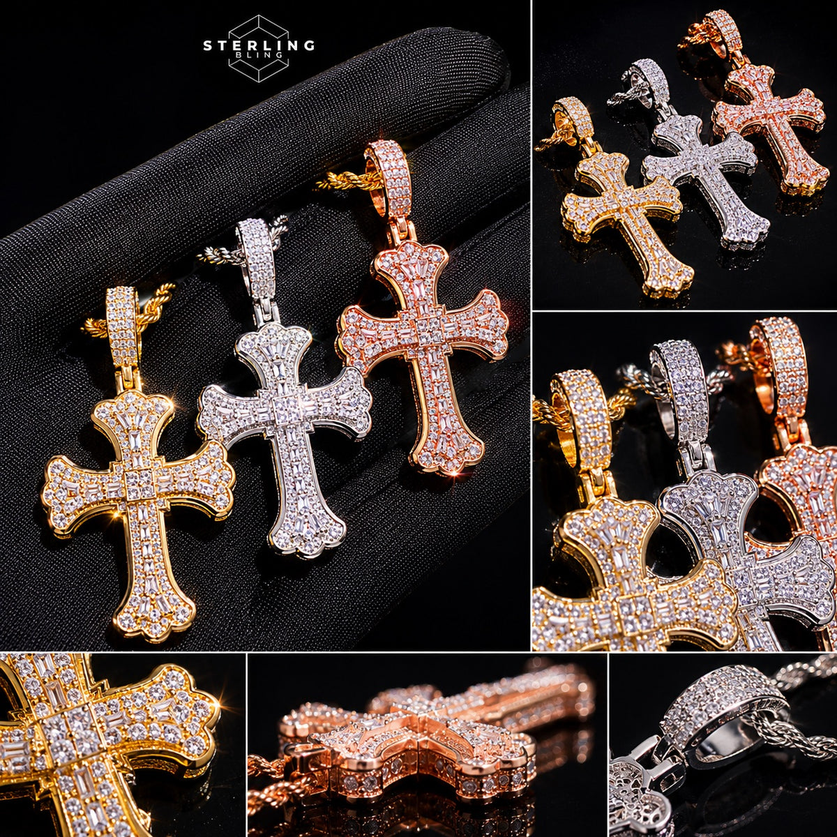 Moissanite Gothic Cross Pendant