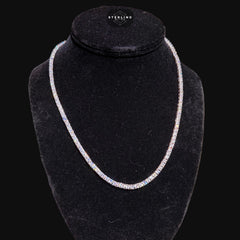 3mm 14k White Gold Finish Tennis Chain Necklace