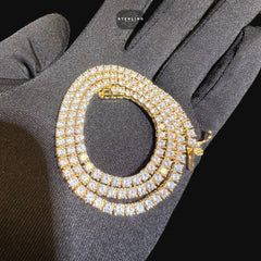 14K Yellow Gold Plated CZ Tennis Necklace