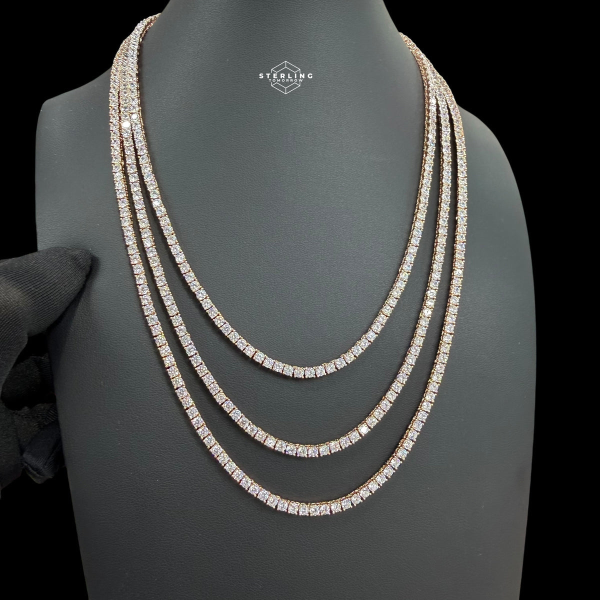 3mm 14k Rose Gold Finish CZ Tennis Chain