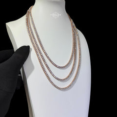 3mm 14k Rose Gold Finish CZ Tennis Chain