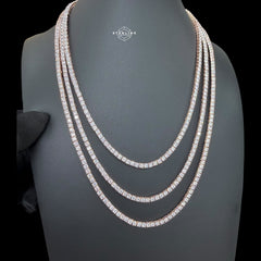 Moissanite 3mm Rose Gold Tennis Chain Bracelet Necklace