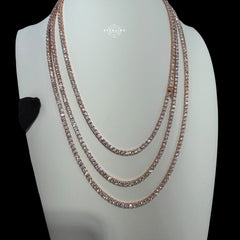Moissanite 3mm Rose Gold Tennis Chain Bracelet Necklace