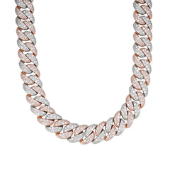 Moissanite 22mm 22" Rose Mosaic Cuban Chain