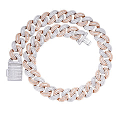 Moissanite 20mm Rose Baguette Cuban Chain