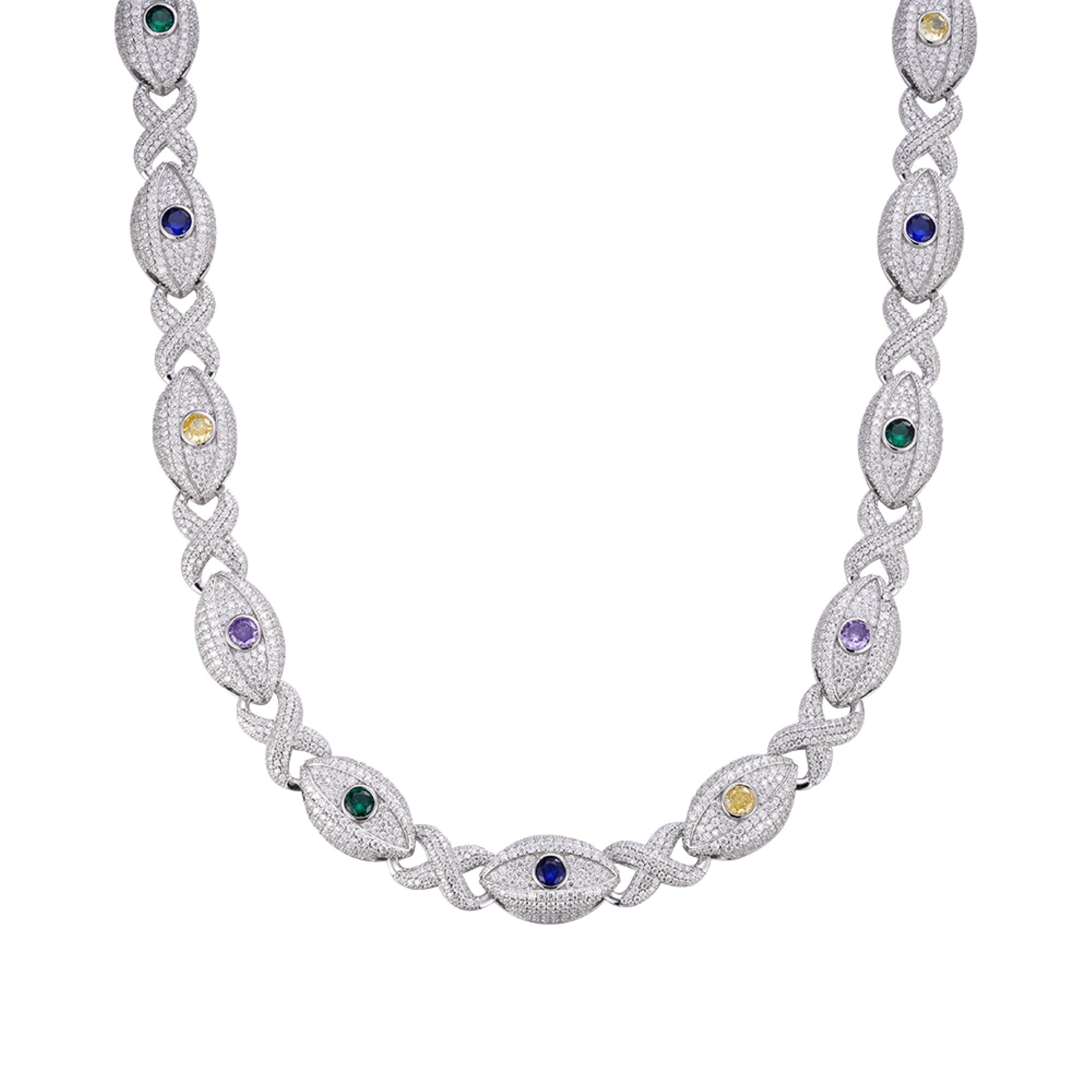 Infinity Eye 22" Moissanite Necklace Multicolor