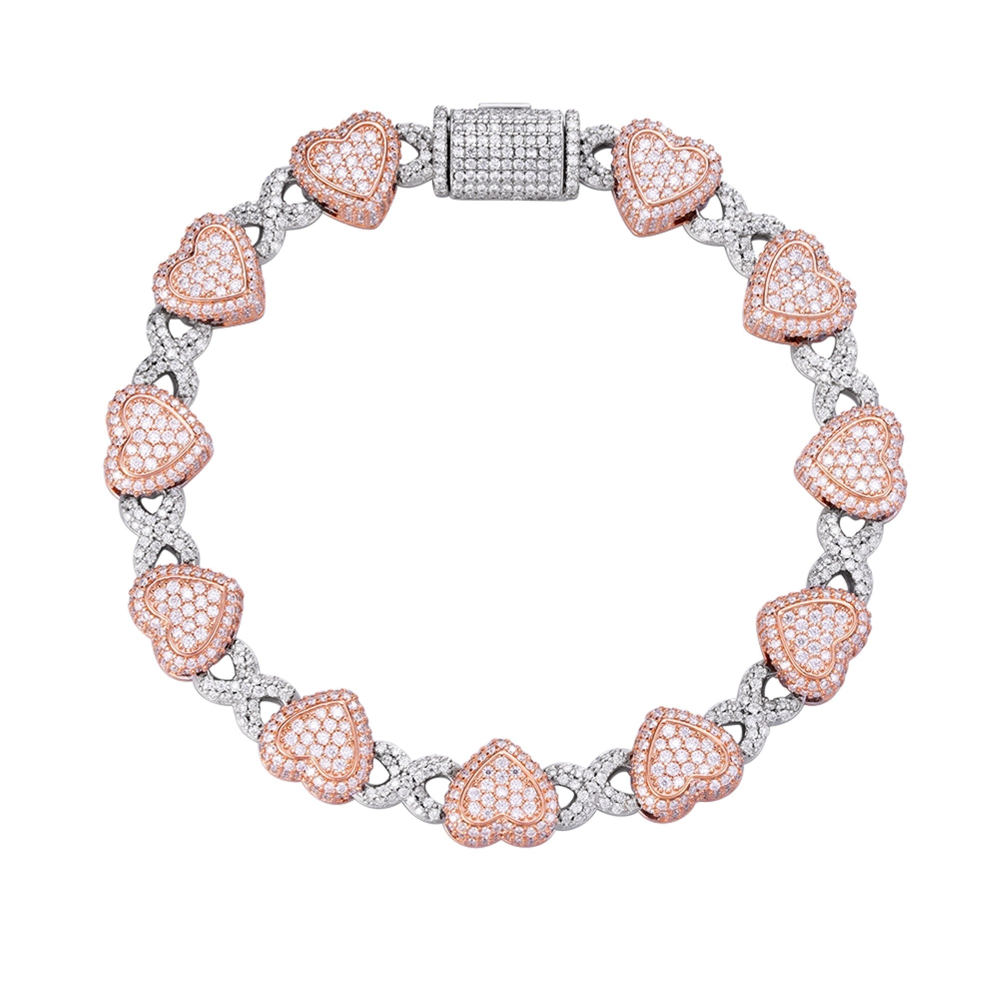 Infinity Heart Moissanite Bracelet 8" - 925 Sterling Silver