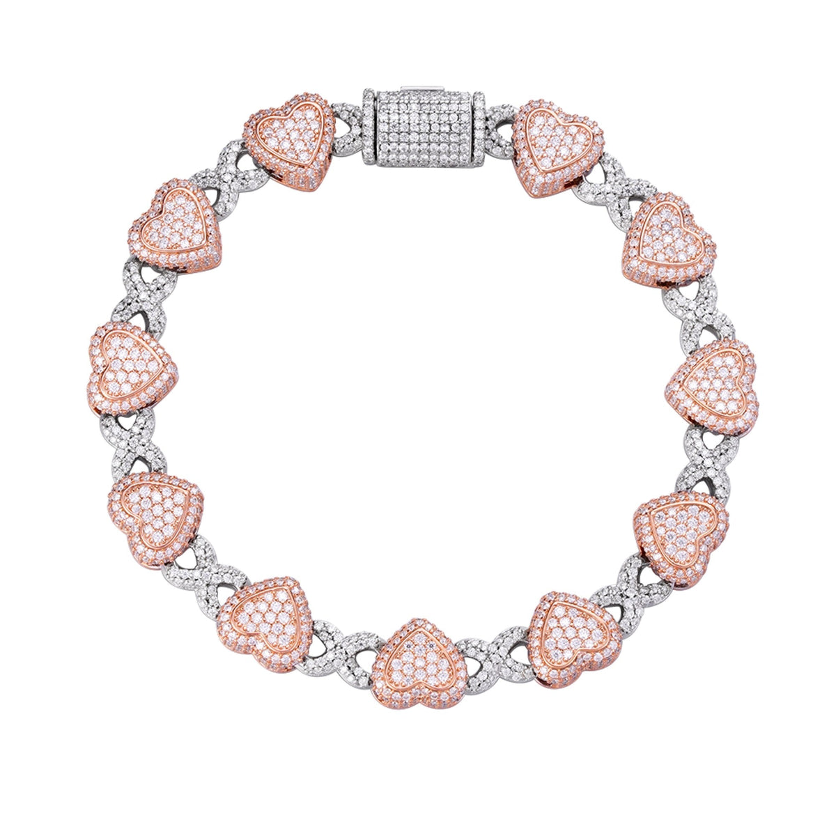 Infinity Heart Moissanite Bracelet 8" - 925 Sterling Silver