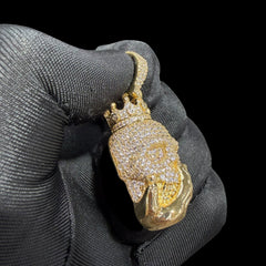 14K Gold Crowned Skull Pendant | Iced Out CZ Diamond Hip Hop Necklace | King Skull Bling Charm