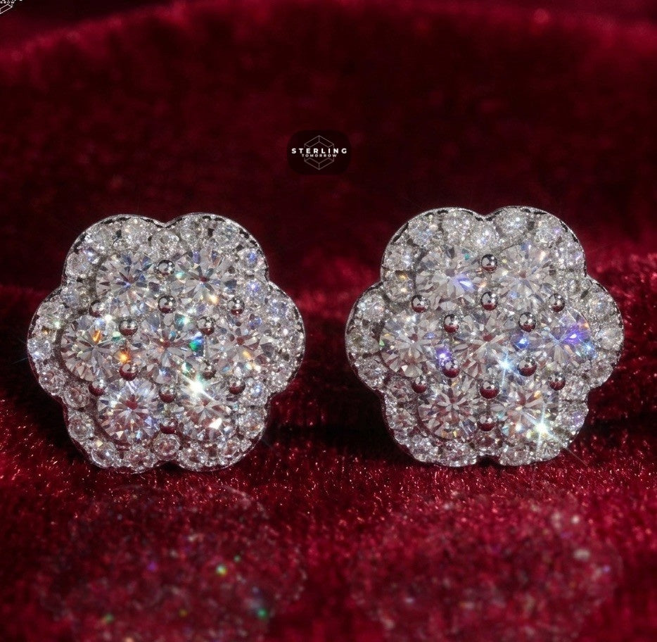 Moissanite Flower Cluster Stud Earrings 5mm