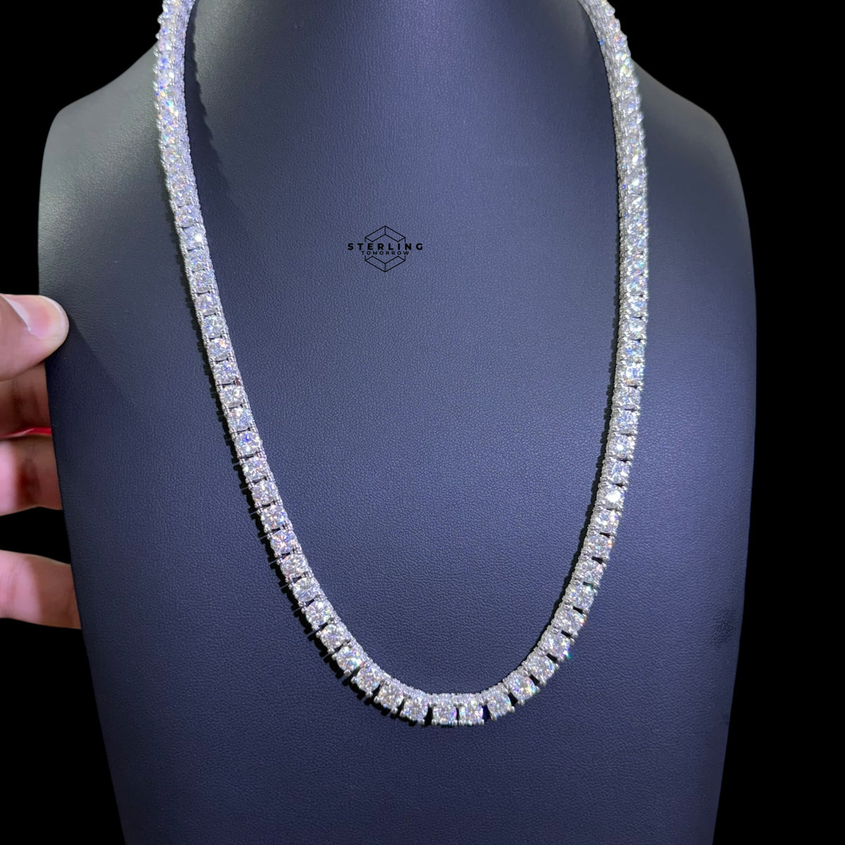 6mm Moissanite Iced Out Sides Tennis Chain 22"