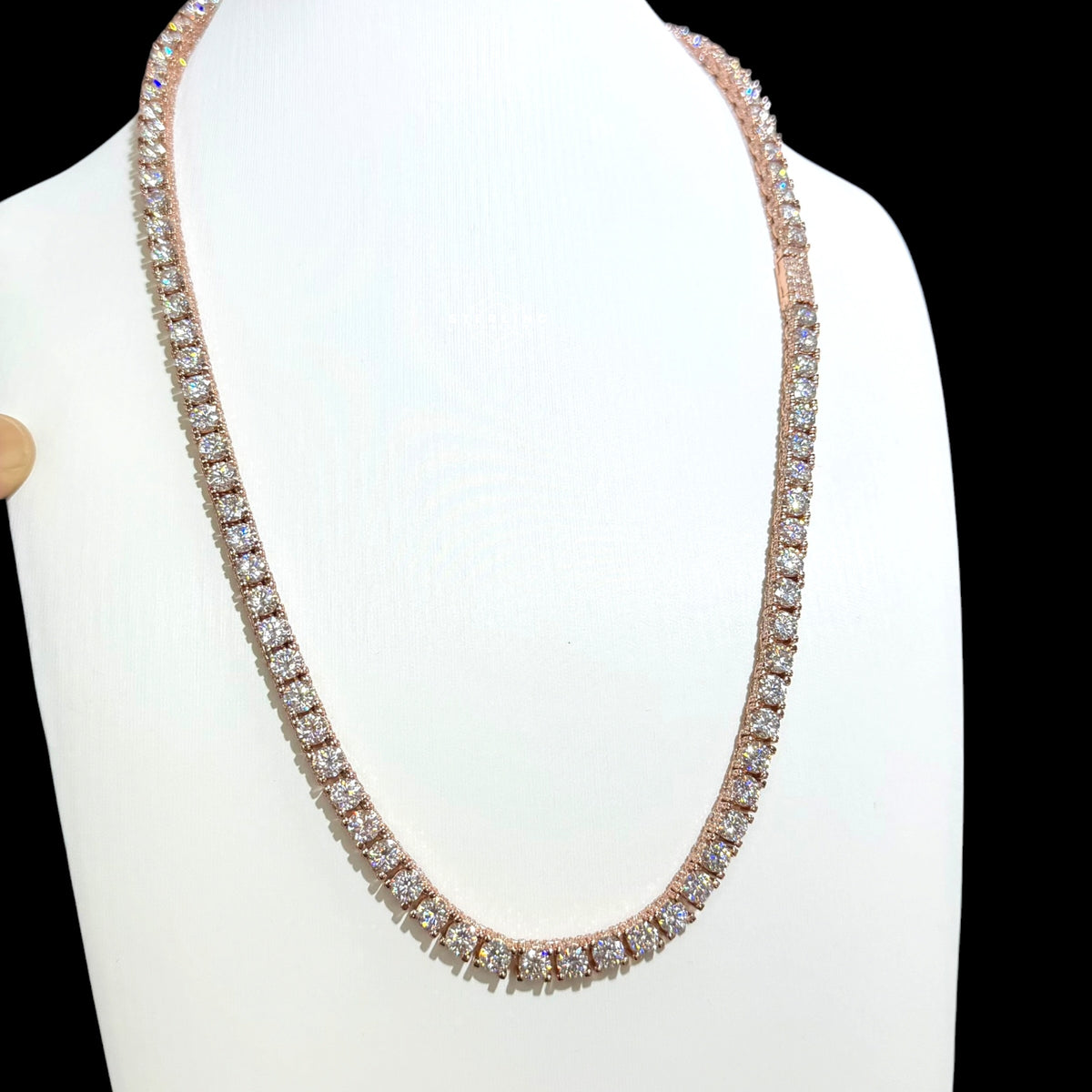 6mm Rose Gold Moissanite Iced Out Sides Tennis Chain 22"