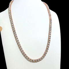6mm Rose Gold Moissanite Iced Out Sides Tennis Chain 22"