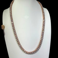 6mm Rose Gold Moissanite Iced Out Sides Tennis Chain 22"