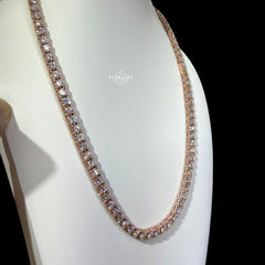 6mm Rose Gold Moissanite Iced Out Sides Tennis Chain 22"