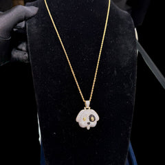 14K Gold Iced Out Puppy Dog Pendant | CZ Diamond Hip Hop Necklace | Dollar Sign Eyes Bling Charm