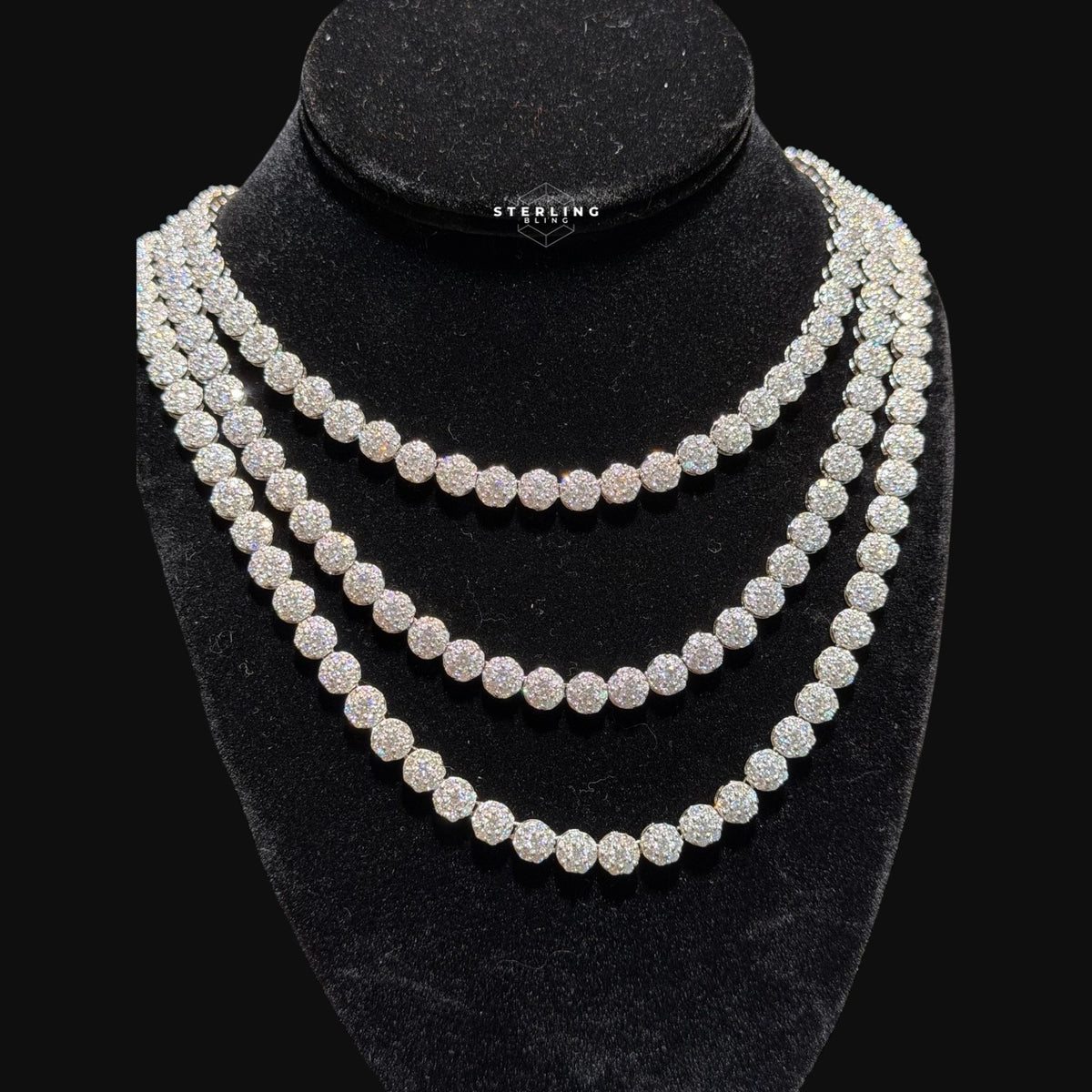 Moissanite 7mm Cluster Tennis Necklace