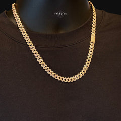 Moissanite Rose Gold Prong Cuban Chain 8mm 20"
