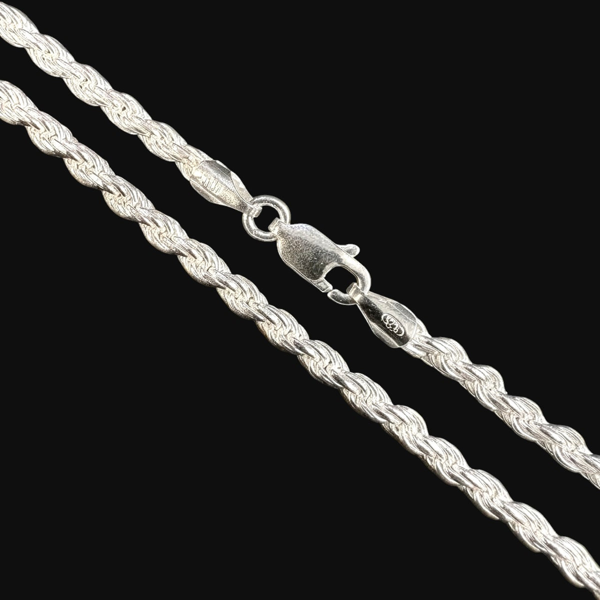 925 Sterling Silver 2.5mm Rope Chain Necklace - Made in Italy